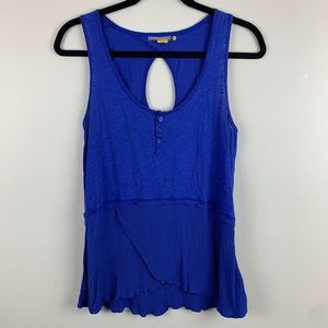 Anthropologie Little Yellow Button Signe Henley Tank Top Size Small Royal Blue